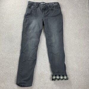 Eddie Bauer Womens 8 Boyfriend Relaxed Fit Jeans Flannel Lined Gray Denim